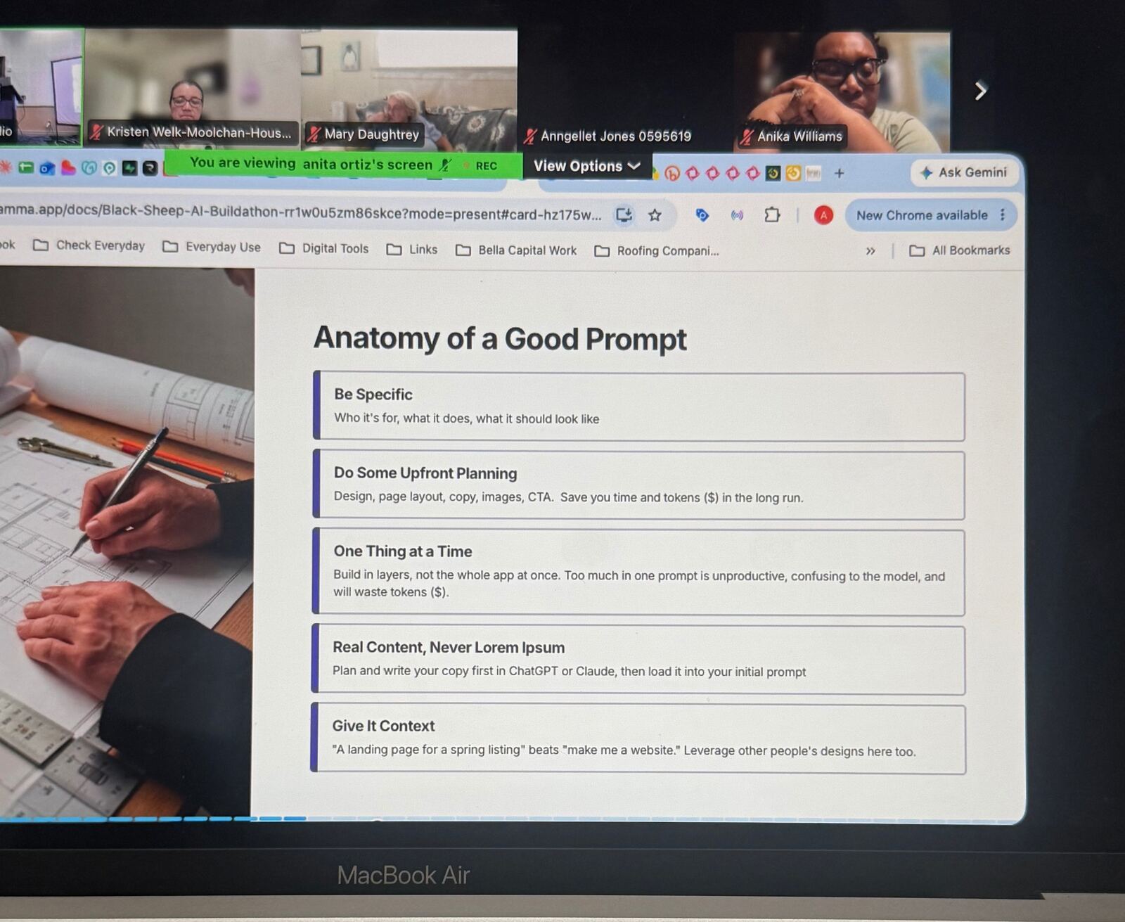 Slide from the Intro to AI class: Anatomy of a Good Prompt