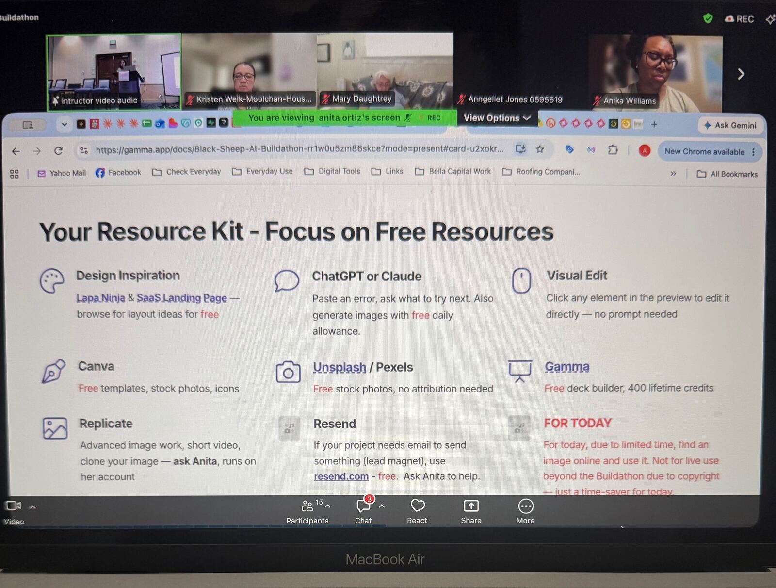 The AI resource kit slide attendees took home